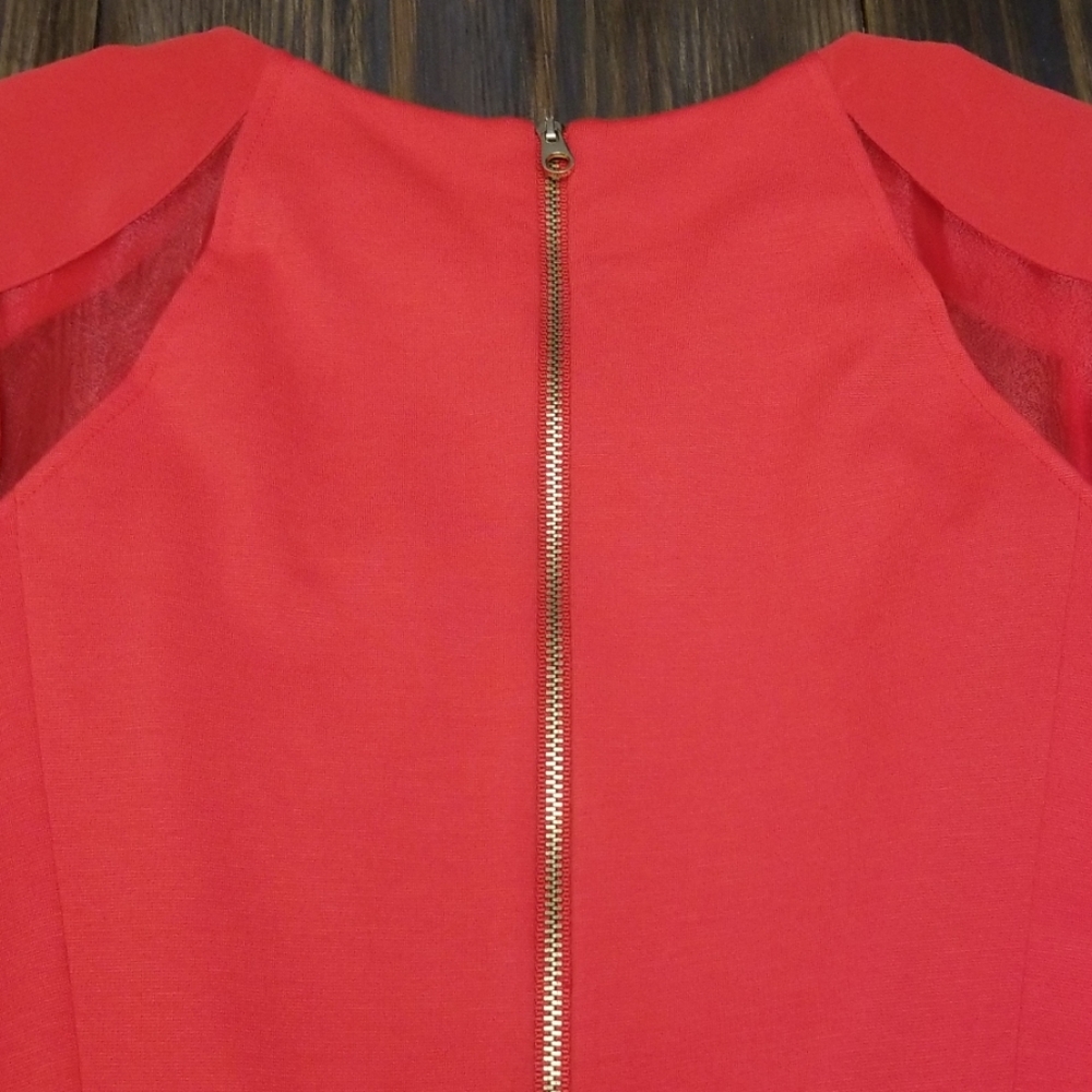 Ted Baker London Josias Red Mesh Short Sleeve Panel Dress 2 - Picture 8 of 8